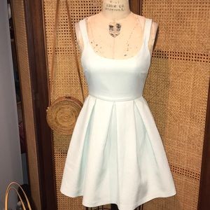 Zara light blue leopard backless fit and flair